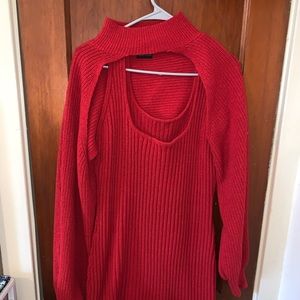 Sexy plus size red mini dress with bolero